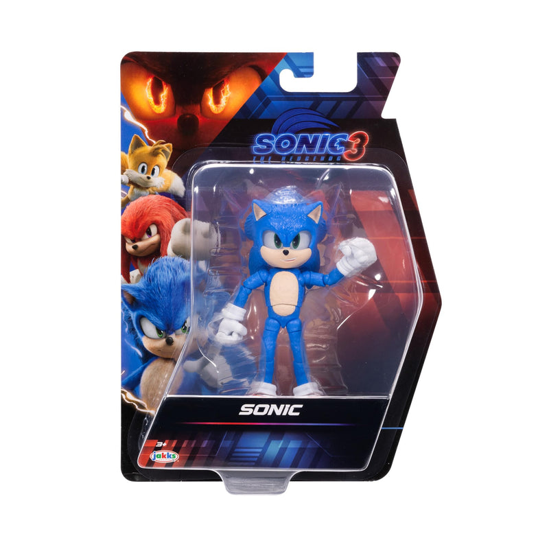 Sonic The Hedgehog Sonic 3 Movie Sonic Collector Toy Figure by Jakks Pacific, Stands 5” / 13 cm Tall, Highly Articulated for Boys/Girls, Officially Licensed 3 Movie, Suggested for Ages 3+