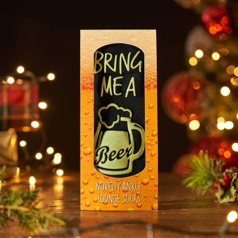 bring me socks "Bring Me A Beer Funny Novelty Ankle Lounge Socks for a Beer Lover Gift