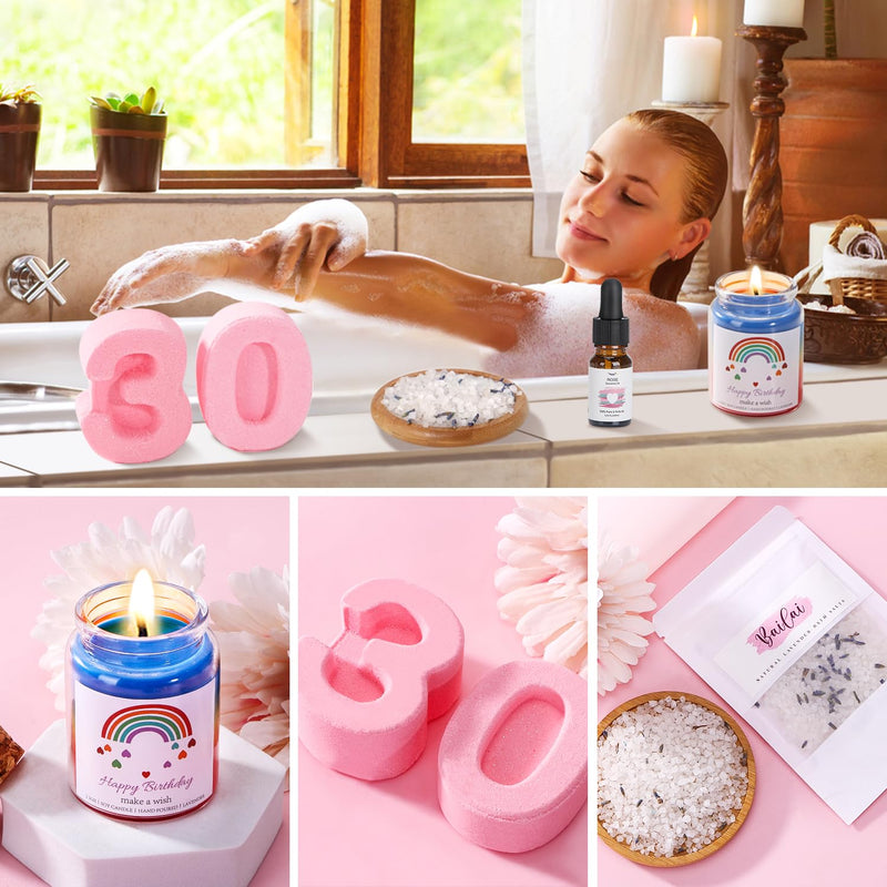 Bath Set 30th Birthday Gifts for Women, Unique Skin Care Happy 30th Birthday Hampers for Her Pamper Gifts Basket for 30 Year Old Women, Female 30th Birthday Presents Ideas for Women Best Friend Sister