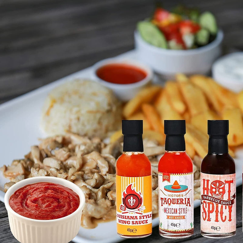 Scotvision 8 Assorted Flavours Hot Sauce Sauces Collection Bottles Street Food Gift Set - Gift Guide