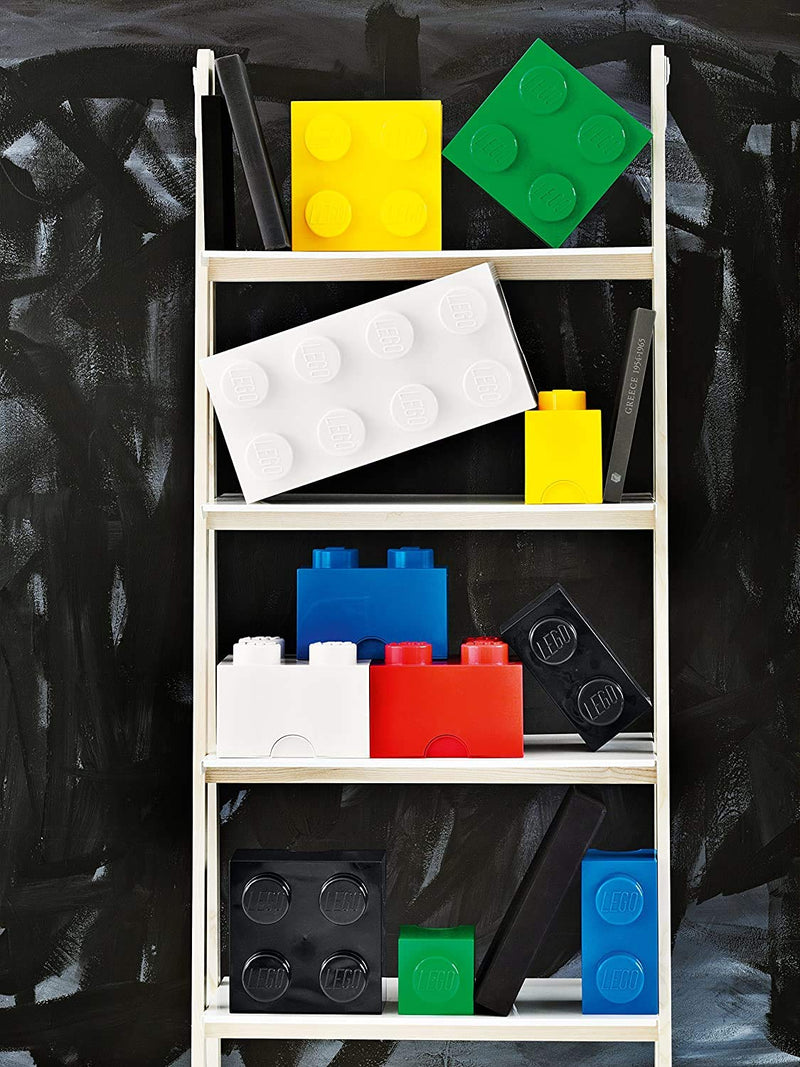 LEGO Storage Brick 4 Knobs Black - Stackable Plastic Storage Box with Lid for Kids and Adults Ideal Desk Organizer and Toy Box - 5.6L Capacity