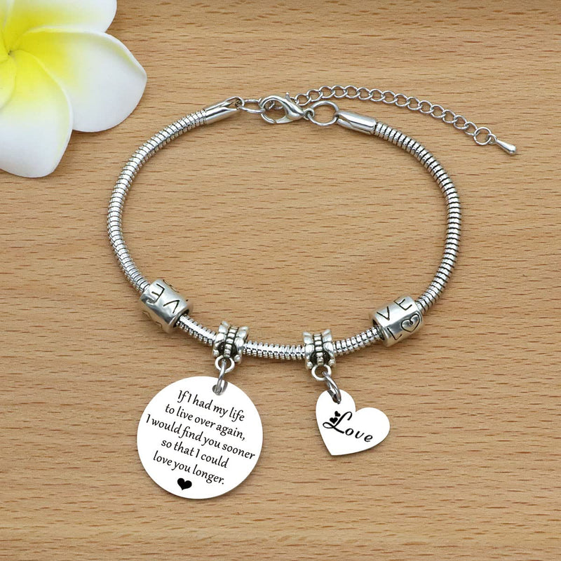 HULALA Romantic Valentines Gifts For Her Girlfriend Wife Bracelets If I Had My Life To Live Over Again I Could Love You Longer Birthday Christmas Anniversary