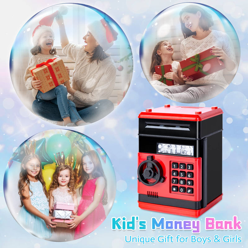 Highttoy Piggy Bank for Kids, Electronic Money Box for Kids ATM Savings Bank Password Safe Birthday Gifts for 3-12 Year Old Boys Girls Cash Coin Saving Bank for Kids Red - Gift Guide