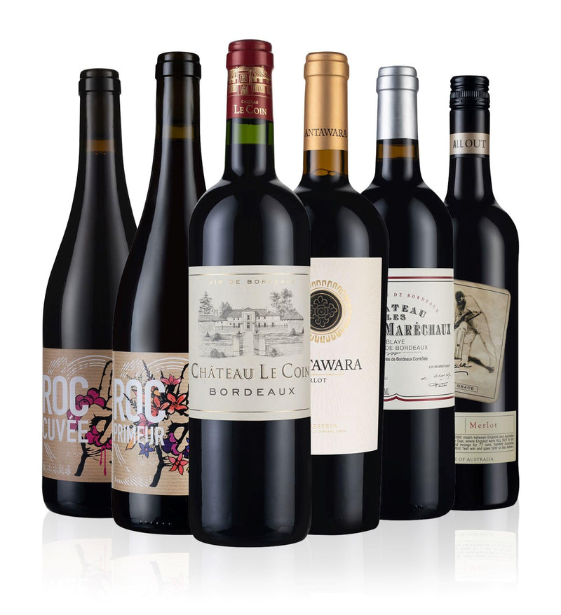Laithwaites Merlot Mix Red Wine Selection - Case of 6 Mixed Bottles (75cl) - Variety of Chilean, Australian & French Merlot - Chateau Le Coin Bordeaux, Antawara Reserva Merlot & More