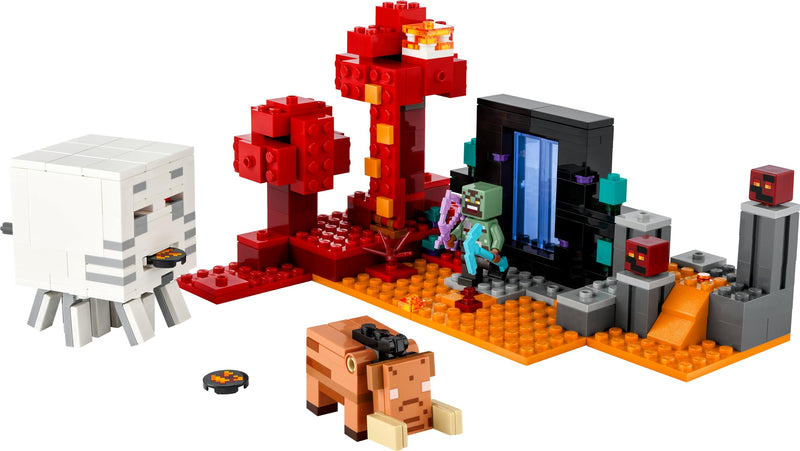 LEGO Minecraft The Nether Portal Ambush Adventure Set, Building Toys for Boys and Girls with Battle Scenes, Iconic Characters & Mobs Figures from the Game, Gifts for Kids 8 Plus Years Old 21255