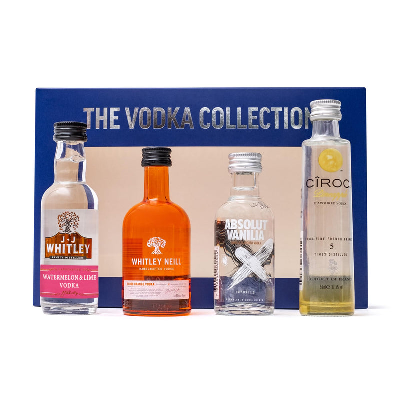 Vodka Gift Set - Flavoured Vodka 4x 5cl Ciroc Pineapple Vodka, JJ Whitley Watermelon, Whitley Neill Blood Orange Vodka, Absolut Vanilla Vodka, Alcohol Gift Set - Birthday Vodka Gifts for Women, Men