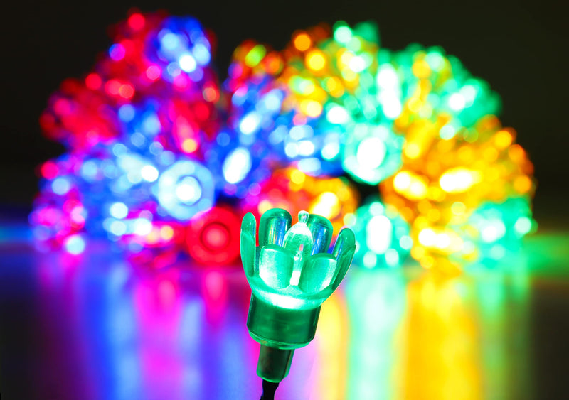 Christmas Concepts® 100 10m/33ft Retro Multi Coloured LED Petal Lights with 8 Function Controller – Indoor/Outdoor – Energy Efficient A++ - Christmas Lights - Gift Guide