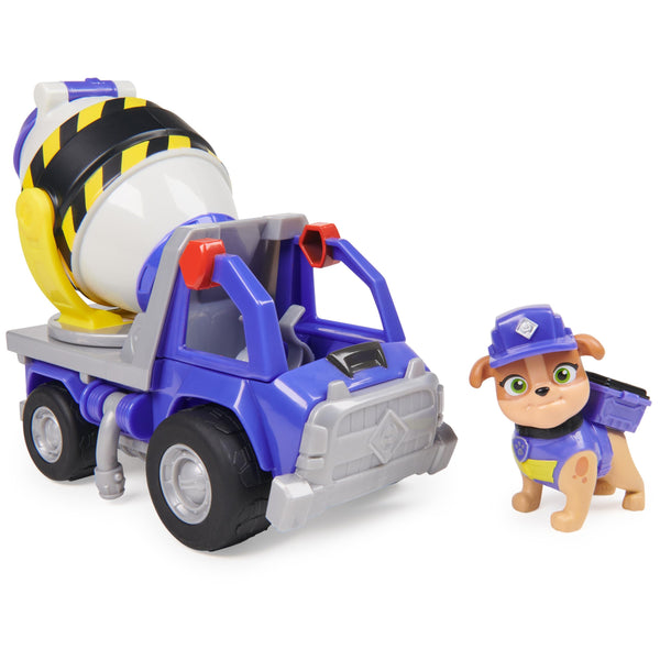 Rubble & Crew, Mix’s Cement Mixer Toy Truck with Action Figure and Movable Construction Toys, Kids’ Toys for Ages 3 and Up