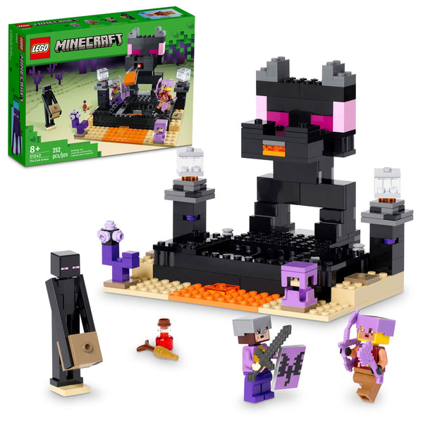 LEGO Minecraft The End Arena 21242, Player-vs-Player Battle Playset with Lava, Ender Dragon and Enderman Figures, Action Toys for Kids 8 Plus Years Old, Golden