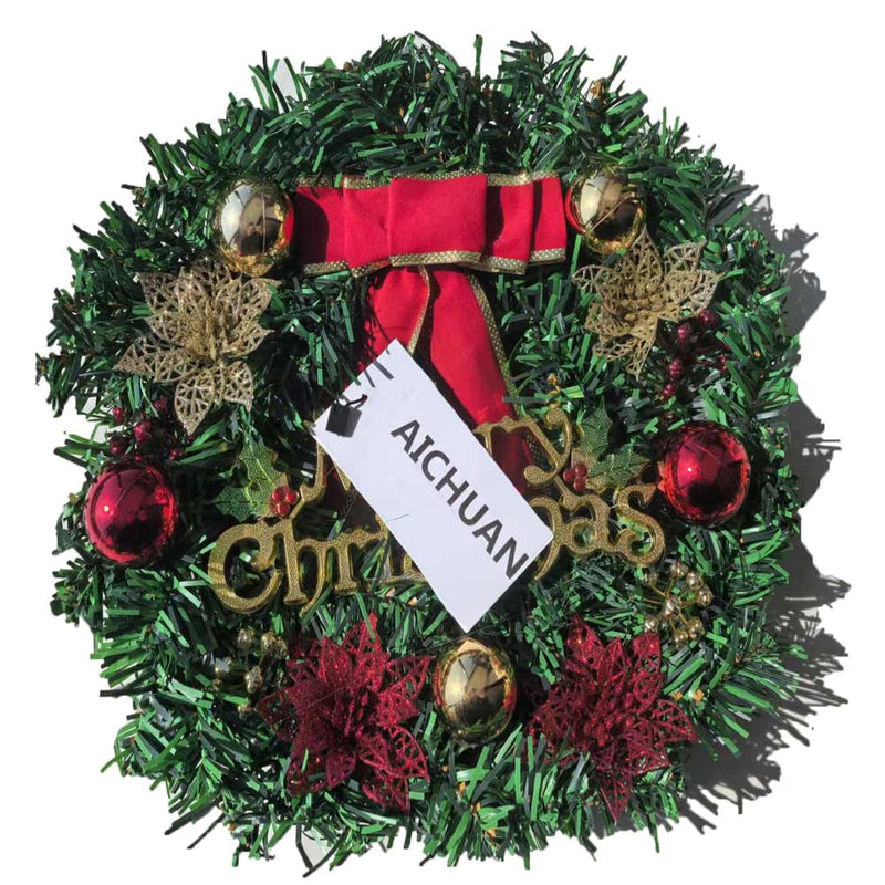 AICHUAN Door Wreath Christmas Christmas Decoration Wreath Christmas Wreath Christmas Wreath Christmas Garland with Bells Christmas Decorative Wreath 30CM Bow Christmas Decoration (D) - Gift Guide