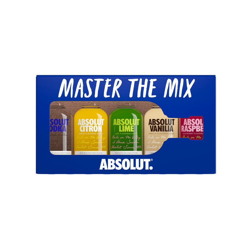 Absolut Mix Miniature Pack with Original, Citron, Lime, Vanilia and Raspberri Flavoured Swedish Vodka, 5 x 5cl