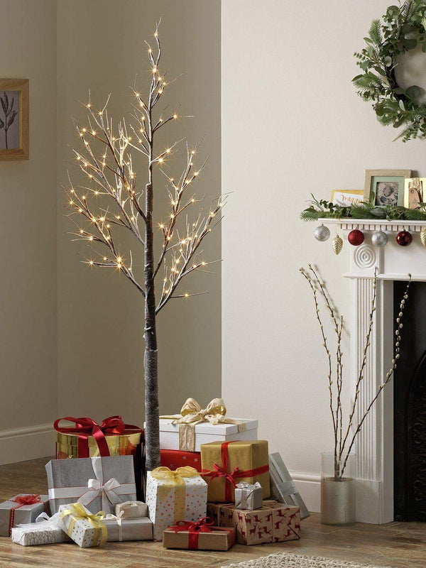 Dawsons Living Pre-Lit Twig Tree 4ft - White Snow Birch Outdoor and Indoor Decorative Festive Tree - LED Lights (125cm / 4 Foot) - Gift Guide