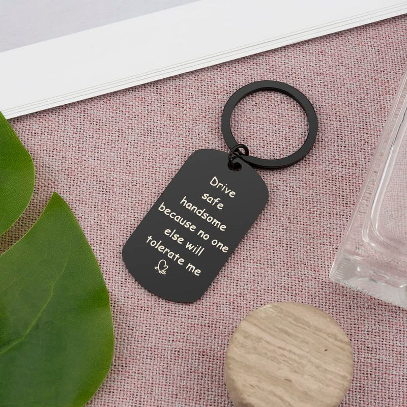Hoosmoon Drive Safe Keyring friend Husband Valentine Day Keyring Gifts Husband friend Valentines Gifts Him Birthday Christmas Presents friend Gifts from friend Husband Gifts from Wife, 10x5x1 cm