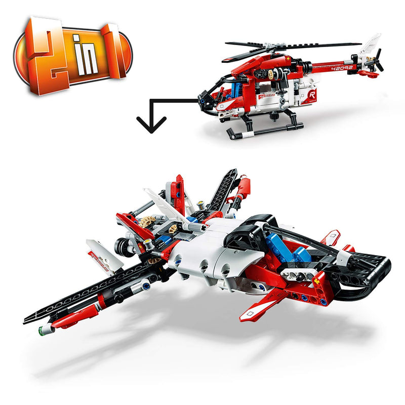 LEGO 42092 Technic Rescue Helicopter, 2 in 1 Concept Toy Plane, Model Building Set for 8+ Years Old Boys and Girls