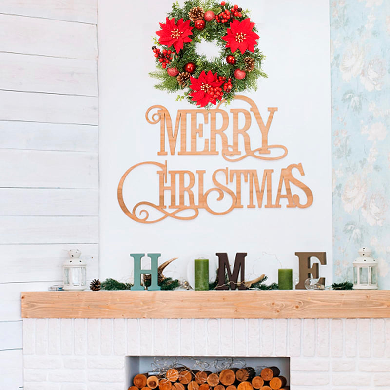 LinTimes 16 Inch Christmas Wreath for Front Door, 40cm Red Artificial Wreaths with Xmas Baubles, Xmas Flowers, Berries and Pine Cones for Fireplace Wall Window Door Christmas Outside Decoration - Gift Guide