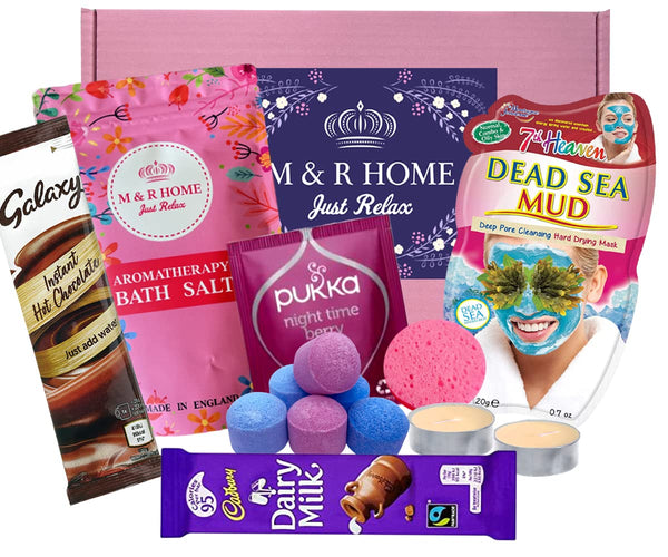 Pamper Gifts for Women, Self Care Package Relaxation Spa Gifts for Her, Hug in a Box Birthday Hampers for Women, Made in UK (Pink)