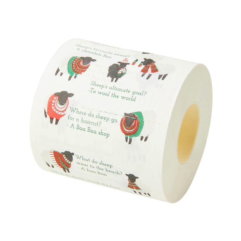 Talking Tables Novelty Christmas Toilet Roll with Sheep | Funny Loo Bathroom Accessory, Gifts for Xmas, Red, One Size