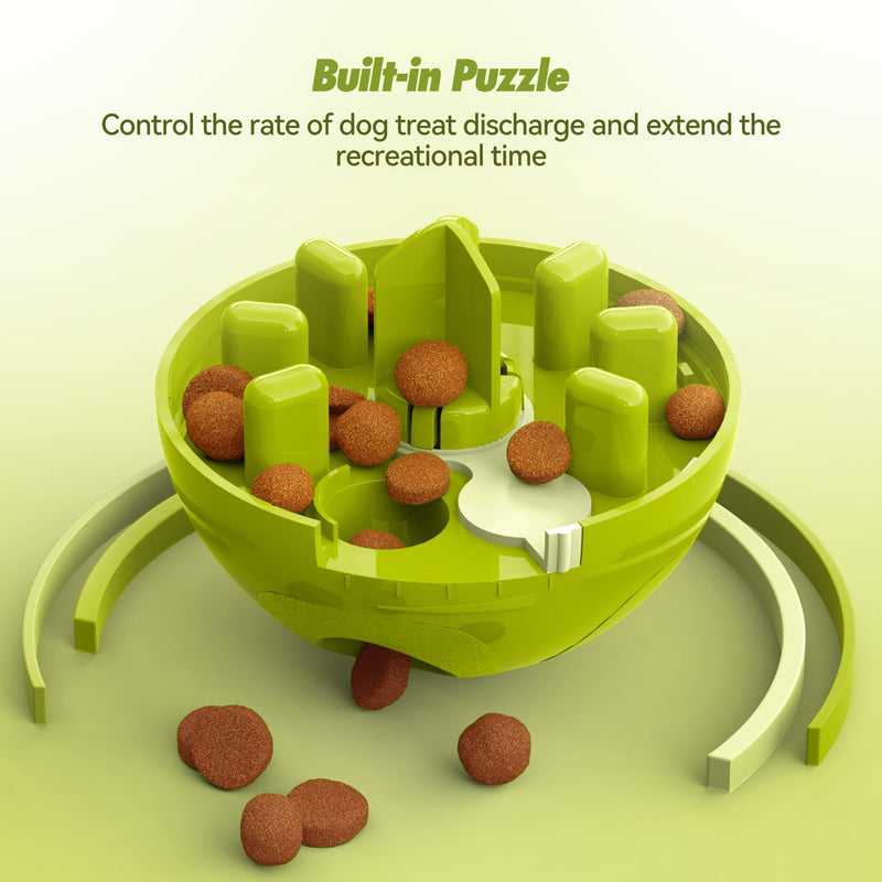 Zellar Treat Dispensing Dog Toy - Dog Treat Ball/Food Dispenser/Interactive Toys/Slow Eating Treat Ball for Small Medium Dogs and Cats (Green) - Gift Guide