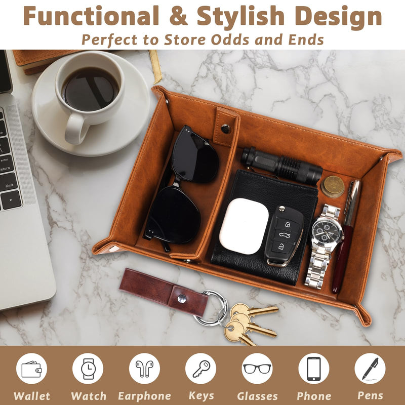 Christmas Bedside Organiser Secret Santa Gifts for Men, Office Desk Storage Valet Tray Mens Gifts Ideas for Friends, Xmas Gift Set Nightstand Organiser Tray For Keys, Jewellery, Men's Accessories - Gift Guide