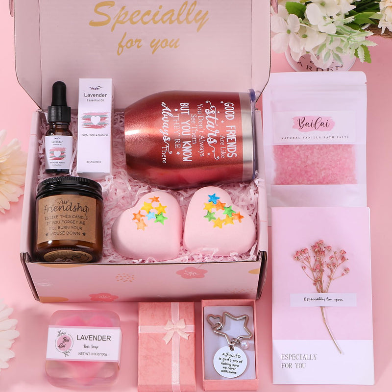 Bath Sets Friendship Gifts for Women Best Friends, Unique Skin Care Pamper Hampers Kit Pamper Gifts Self Care Package for Friend, Relaxation Birthday Gifts Ideas for Women Best Friends Sister Bestie