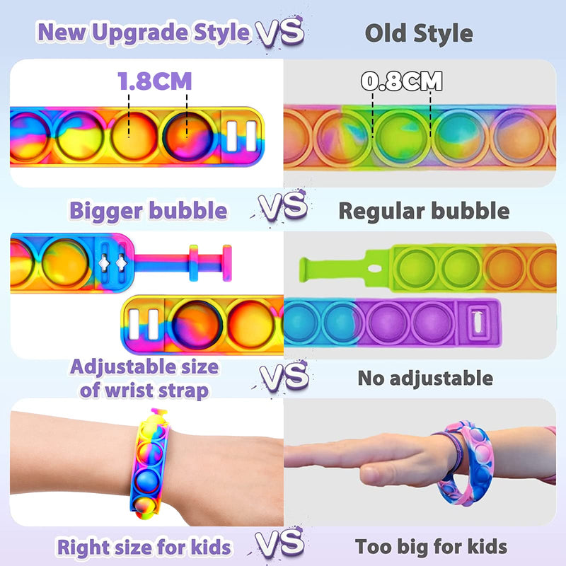 YOGINGO 3 PCS Pop Bracelet it Fidget Toys Pack, Fidget Bracelet Party Gifts, Decompression Wristband with Autistic & ADHD, Fidget Wristband as Return Gifts for kids, Fidgets Novelty Girls - Gift Guide