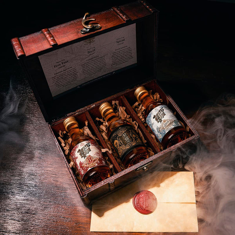 Pirate's Grog Miniatures Gift Set of 3 Rums | Premium Blend | Alcohol Content: Five Year - 37.5%, No.13-40%, Spiced - 37.5% | 3 x 50ml Bottles