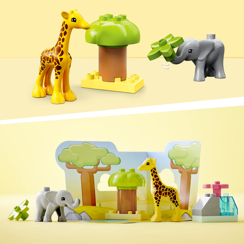 LEGO DUPLO Wild Animals of Africa, Animal Toys for Toddlers, Girls & Boys Aged 2 Plus Years old, Learning Toy with Baby Elephant & Giraffe Figures 10971