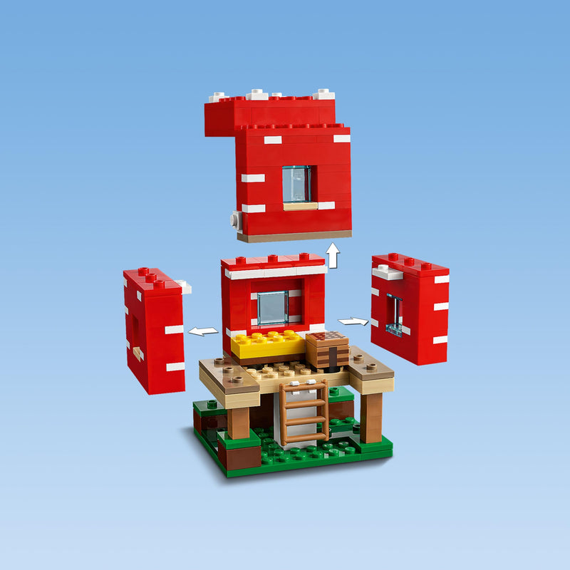 LEGO Minecraft The Mushroom House Set, Building Toy for Kids Age 8 plus, Gift Idea with Alex, Mooshroom & Spider Jockey Figures 21179