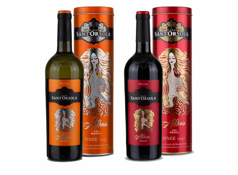Sant'Orsola Althaia Gift Pack 1 Italian Red Wine + 1 Italian White Wine in recyclable tin box + 1 Colour Chalk - 2X750ml