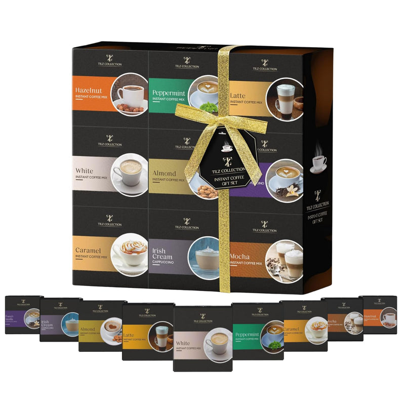 Coffee Gift Set - 9 Instant Coffee Selection Gift Set | Christmas Coffee Gifts For Women & Men |Coffee Selection Of Hazelnut, Caramel, French Vanilla, Irish, Latte, Coffee Gifts For Women (Instant) - Gift Guide