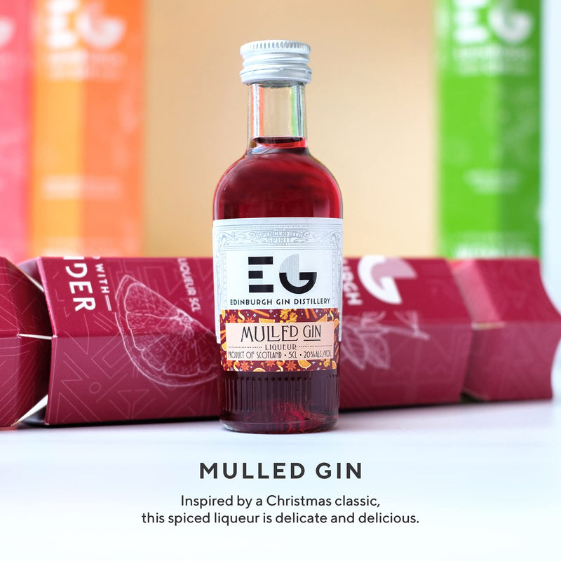 Gin Crackers by Edinburgh Gin - Christmas Gin Alcohol Crackers, Luxury Flavoured Gin 4x 5cl, 20% ABV Orange Blossom, Elderflower, Plum & Vanilla, Rhubarb and Ginger Gin Liqueur - Mini Cracker Gin Gift