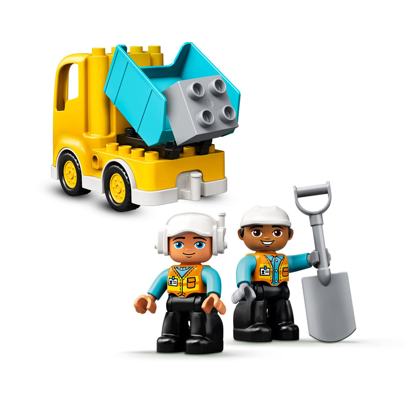 LEGO 10931 DUPLO Town Truck & Tracked Excavator Construction Vehicle Toy for Toddlers 2-4 Years Old Girls & Boys, Fine Motor Skills Development