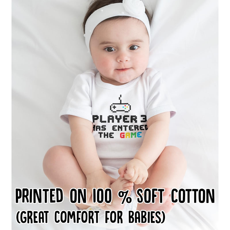 ART HUSTLE Player 3 Has Entered The Game Short Sleeve Bodysuit/Baby Grow For Baby Boy Or Girl (White, 0-3m) - Gift Guide