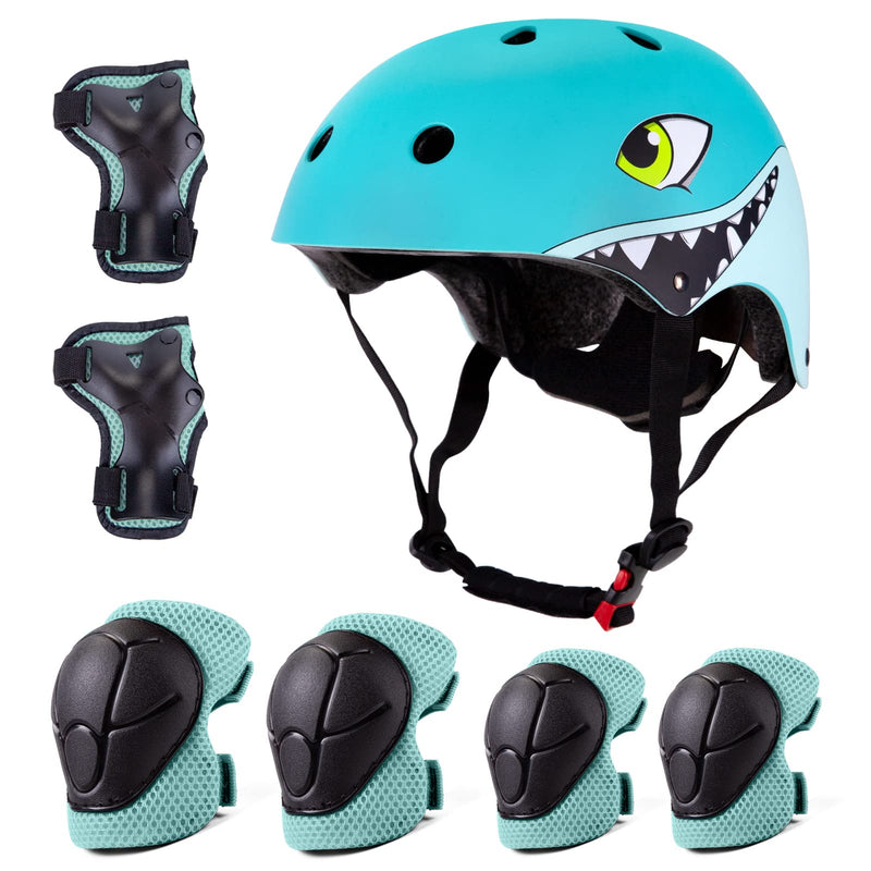 Kids Helmet Boys Girls Lightweight Bike Helmet for Cycling Scooter Skating, Multi-Sport Safety Toys 2 3 4 5 Years Old Children Cute Cartoon Adjustable Helmet (Blue Shark Sets)