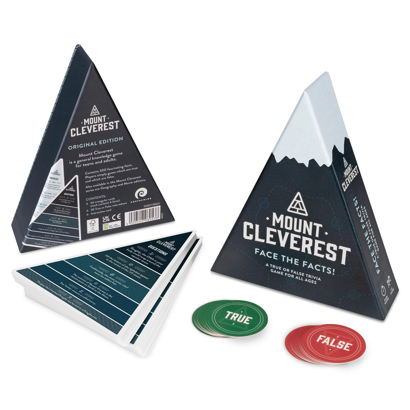100 PICS MOUNT CLEVEREST - Original Edition, Stocking Filler & Birthday Gift, True or False Trivia Game for Adults & Kids, Fun Family Travel Game - Gift Guide