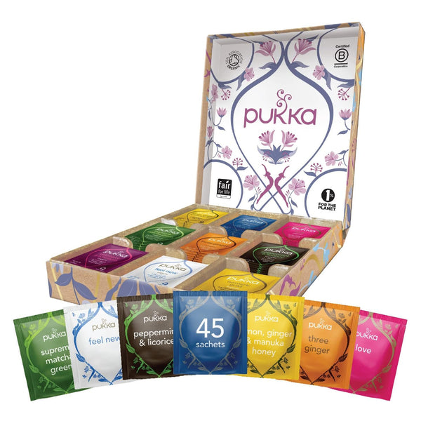 Pukka Herbs | Premium Organic Herbal Tea Selection Gift Set Box | Ideal Gifts For Women & Men Christmas, Birthday, Anniversary & Self-Care | Eco-Friendly Selection | 45 Tea Bags | 9 Delicious Flavours - Gift Guide