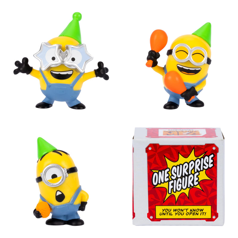 MINIONS Despicable Me 4 4 Figure Packs Party Bus Bunch | 5.8cm Collectible Figures | Pack Has 3 Figures Visible Plus 1 Surprise Figure Hidden