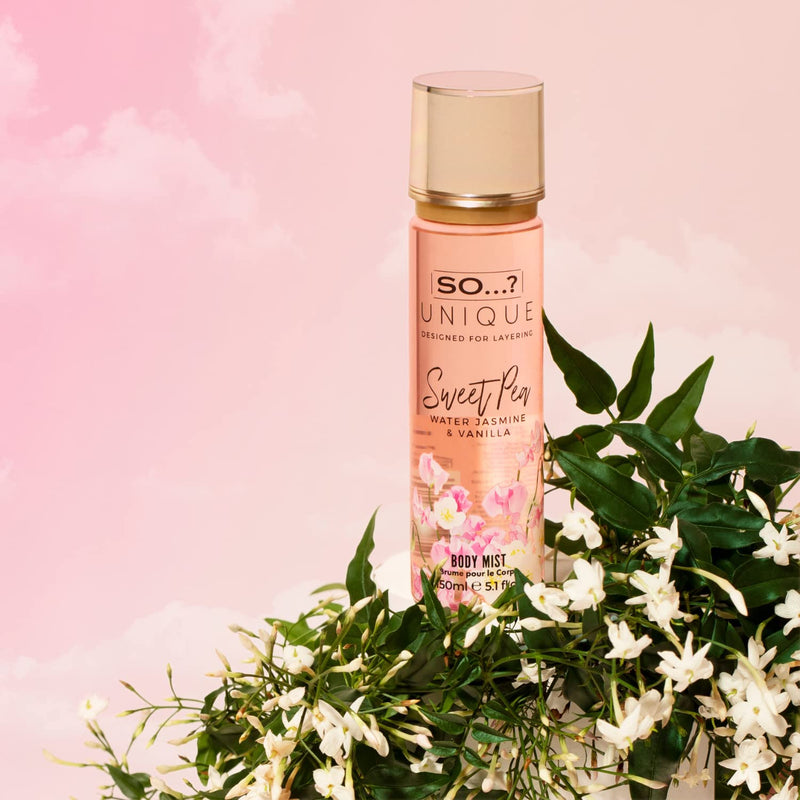 So…? Unique Mini Mist Womens Gift Set with Vanilla Candy, Sweet Pea, Truffle Cream, & Cashmere, Body Mist Fragrance Spray Set (4 x 50ml.)