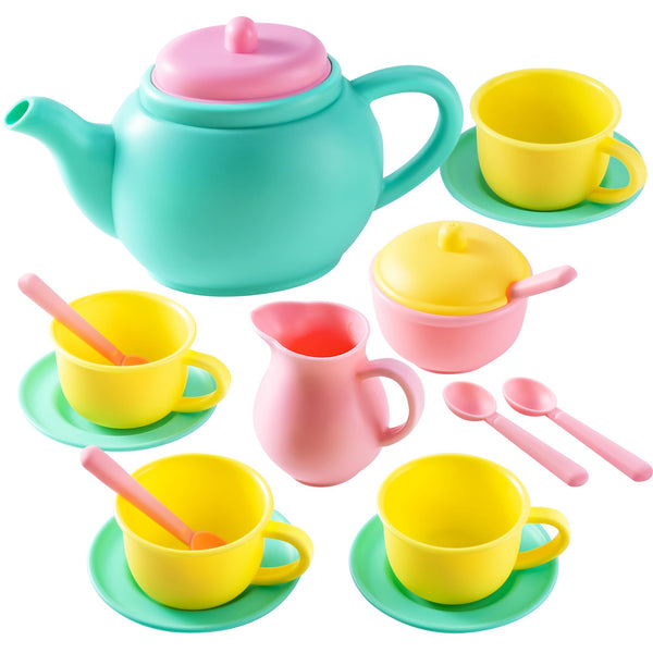 JOYIN Pretend Play Tea Party Set Play Food Accessories BPA Free Phthalates Free Plastic Tea Set, Gifts for Toddler Boys Girls Ages 4,5,6 Years Old (Colors May Vary) - Gift Guide