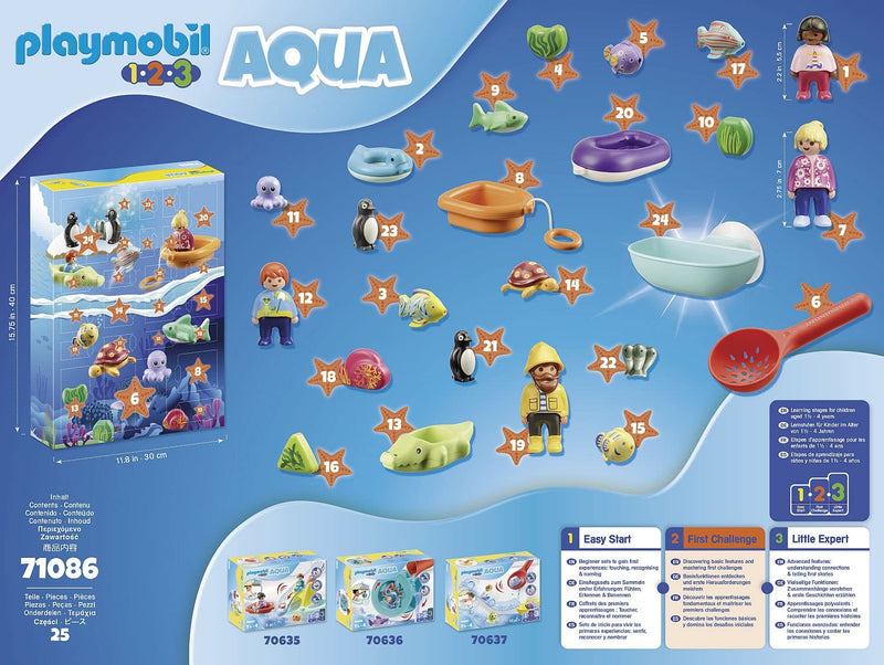 Playmobil 71086 1.2.3 AQUA Bath Time Fun Advent Calendar, countdown to Christmas, includes 24 doors to open each day in December, fun imaginative role-play, playset suitable for children ages 1.5+ - Gift Guide