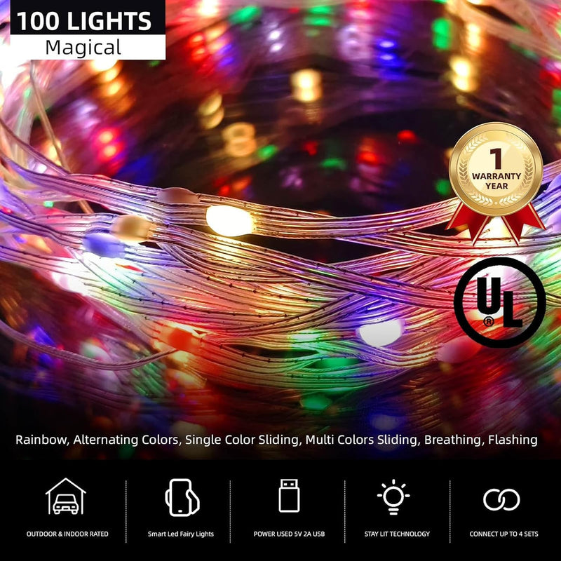 Oreunik Smart App Control Lights,33FT 100LED RGB Fairy Lights for Bedroom,DIY Color&Music Sync String Lights for Bedroom Hanging Fairy Lights,Party,Wedding,Birthday,Christmas Decoration - Gift Guide