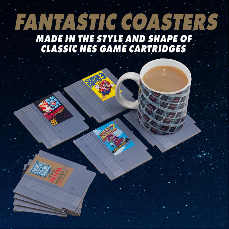 Nintendo NES Cartridge Retro Drink Coasters for Gamers - Officially Licensed, Featuring Donkey Kong, Legend of Zelda, Super Mario, and More Classic Games, Set of 8 | Paladone