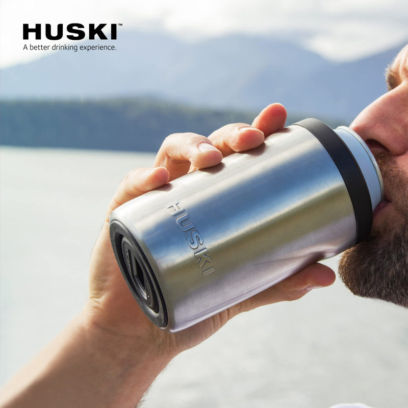 Huski Beer Cooler 2.0 | New | Premium Can and Bottle Holder | Triple Insulated Marine Grade Stainless Steel | Detachable 3-in-1 Opener | Works as a Tumbler | Best Gifts for Beer Lovers (Stainless) - Gift Guide