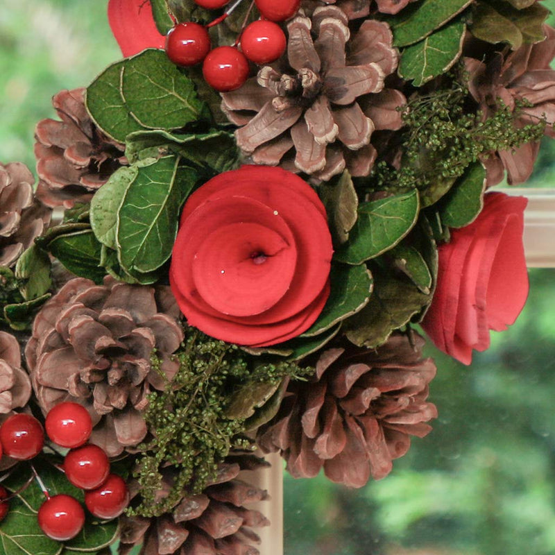 Christmas Wreath Large 14" Front Door Wall Hanging Winter Wreath Garland Ornament (Red) - Gift Guide