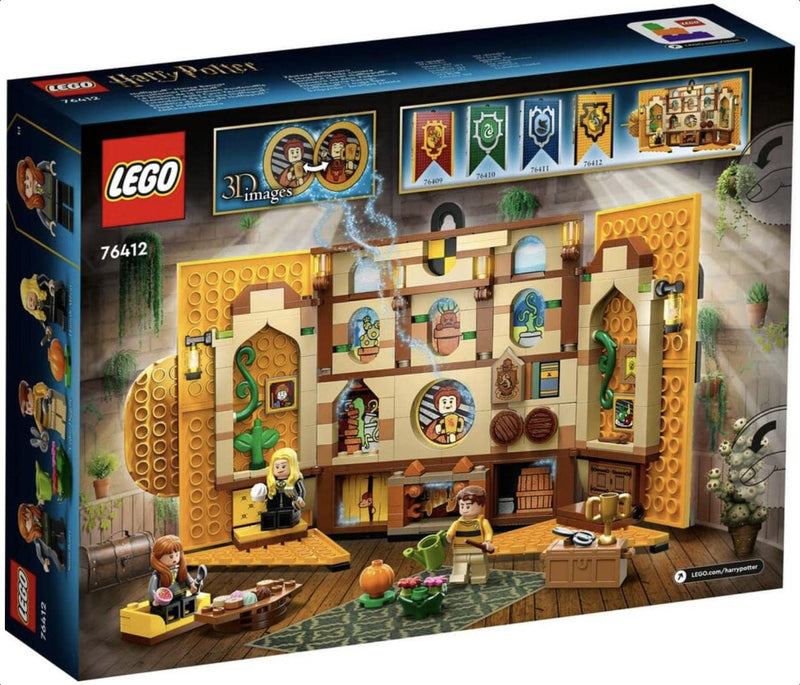 LEGO 76412 Harry Potter Hufflepuff House Banner, Hogwarts Castle Common Room Toy or Wall Decoration, Set with 3 Minifigures and Mandrake, Collectable Travel Toys