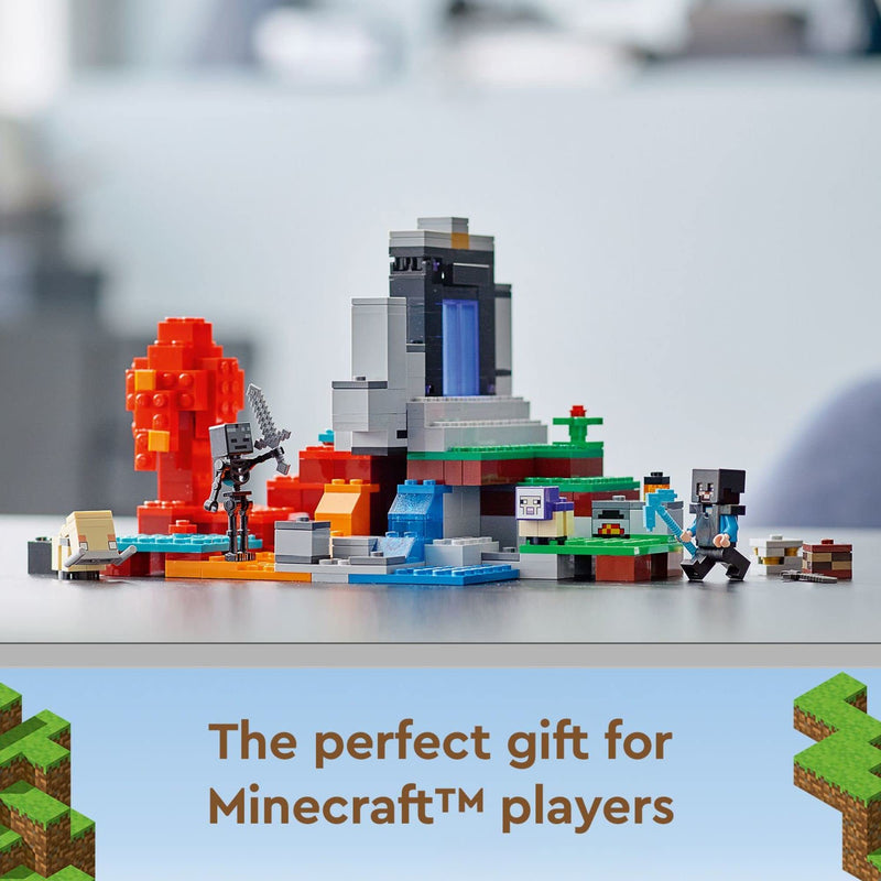 LEGO Minecraft The Ruined Portal 21172 Building Kit; Fun Minecraft Toy Kids Steve and a er Skeleton; New 2021 (316 Pcs), Multicolor