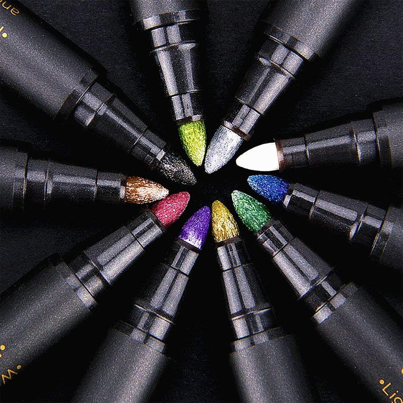 Metallic Marker Pens for Crafts for Kids Adults, 10 Metallic Paint Pens for Black Paper Scrapbook Accessories Art Card Making Glass Craft Supplies, Gifts for Teenage Girls, Christmas Stocking Fillers - Gift Guide