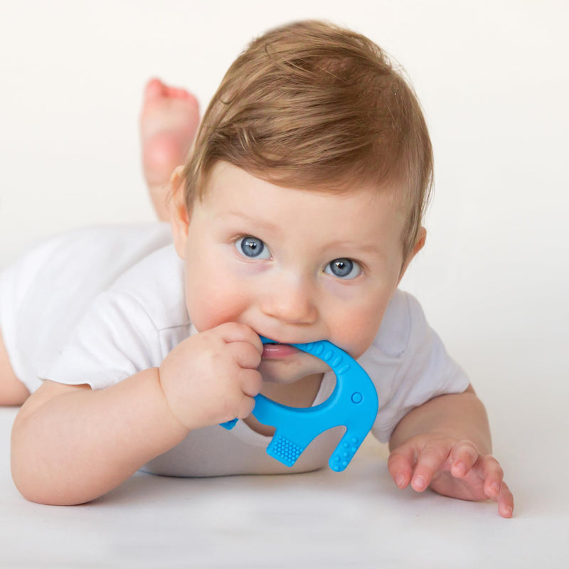 BABY ELEFUN Cute Baby Boy Gift - BPA Free Silicone Teething Ring - Effective & Easy to Hold Teether - Elephant Teething Rings - Teethers Best for Babies 3 4 6 12 Months, Infants, Baby Shower Gifts - Gift Guide