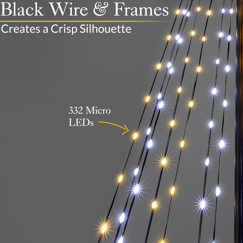 CHRISTOW Maypole Christmas Tree, Light Up Outdoor Decoration, Flashing White and Warm White Micro LED Pyramid Light, Mains Operated (1.4m) - Gift Guide
