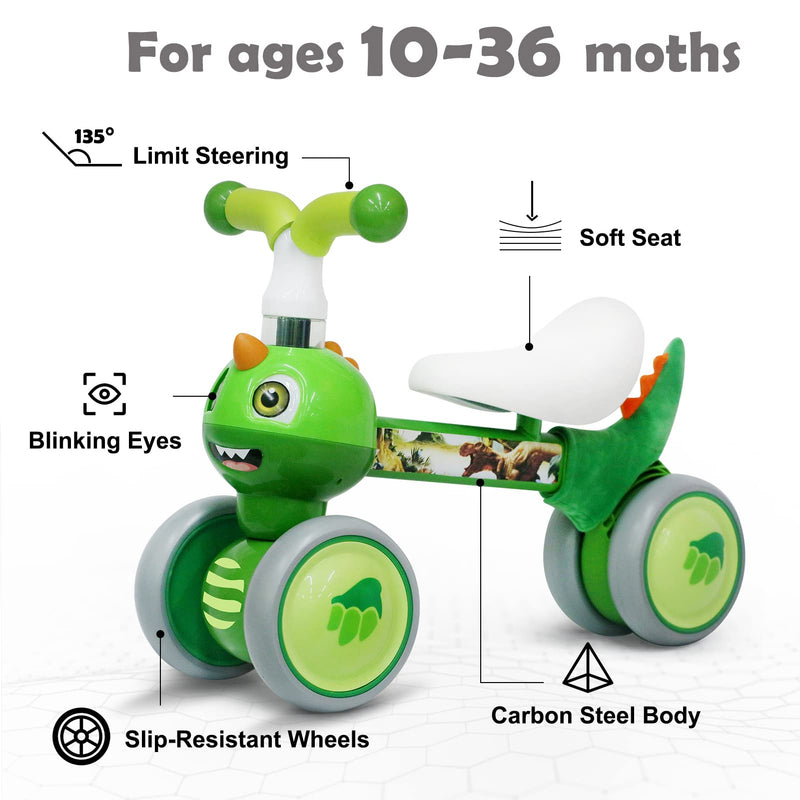 XIAPIA Baby Balance Bike 1 2 3 Years Old Boys Girls Toddler Ride on Toys for 1 Year Old Baby Trike Garden toys 1 st Birthday Gift for Girls Boys Baby Bike Walker No Pedals (Dinosaur)